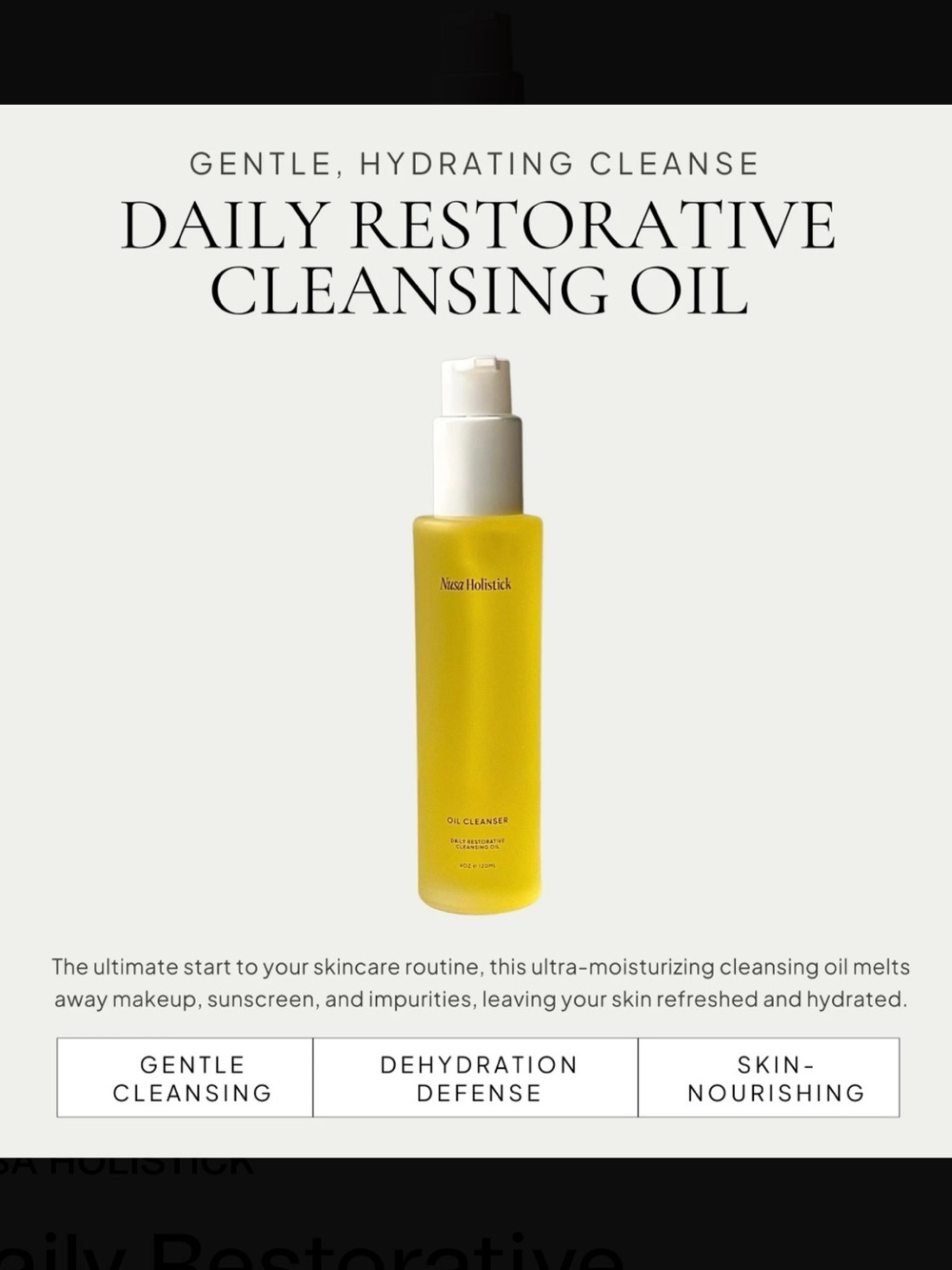 Nusa Holistick Daily Restorative Cleansing Oil Brand New 4 oz / 120mL